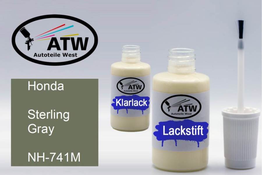 Honda, Sterling Gray, NH-741M: 20ml Lackstift + 20ml Klarlack - Set, von ATW Autoteile West.